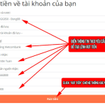 Rút tiền về tài khoản nhớ điền đủ các thông tin ngân hàng